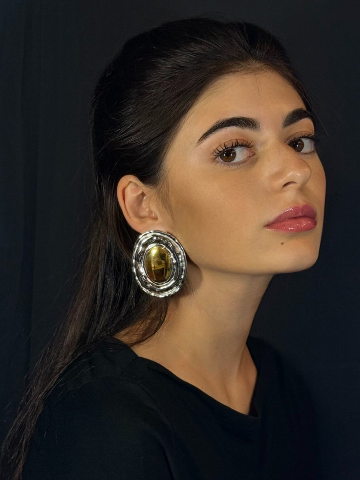 Orecchini Cerchio Fraleoni Nero e Gold - Sessa Gioielli Orecchini Cerchio Fraleoni Nero e Gold - Sessa Gioielli