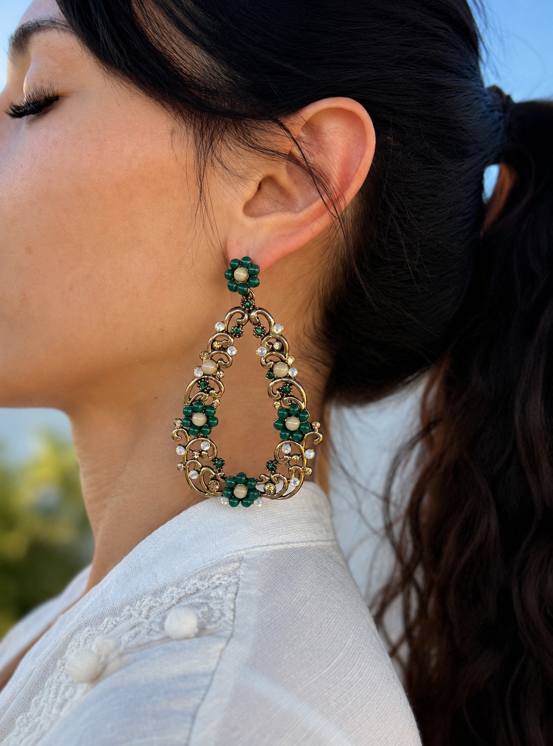 ORECCHINI EMERALD BAROQUE